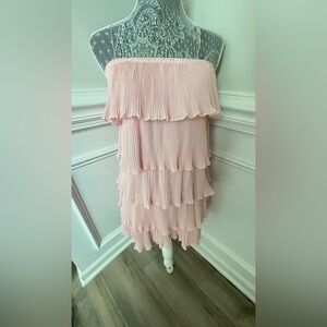 SHEIN Womems Pink Ruffle Tiered Mini Dress Size Xs